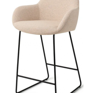 Kushi barstol i polyester H90 cm - Sort/Meleret creme