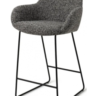 Kushi barstol i polyester H90 cm - Sort/Meleret sort