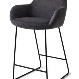 Kushi barstol i polyester H90 cm - Sort/Sortbrun