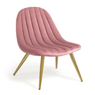 LAFORMA Marlene lænestol - lyserød fløjl og guld stål