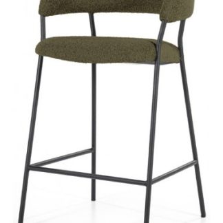 Luka barstol i metal og bouclé H90 cm - Sort/Grøn