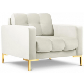 Mamaia lænestol i velour B87 cm - Guld/Lys beige