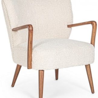 Moritz lænestol i træ og polyester H81,5 cm - Brun/Hvid