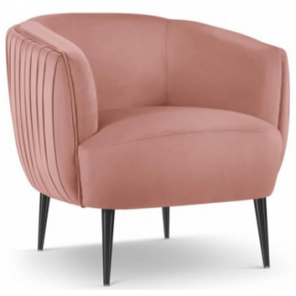 Moss lænestol i metal og velour B81 cm - Sort/Pink