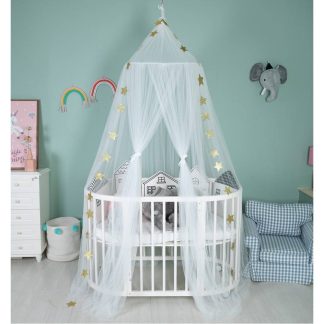 Myggenet - Dome Design til over baby / tremme seng - 300 x 60cm - Hvid
