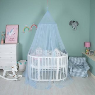 Myggenet - Dome Design til over baby / tremme seng - 300 x 60cm - Lyseblå