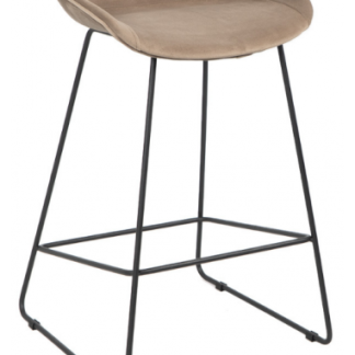 Oslo barstol i metal og velour H73 cm - Sort/Taupe