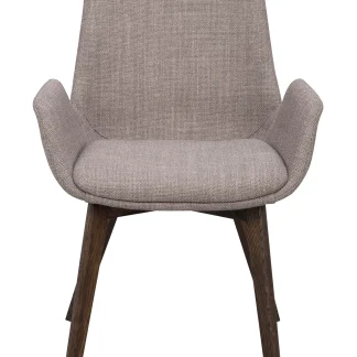 ROWICO Drimsdale lænestol, m. armlæn - grå polyester og brun eg