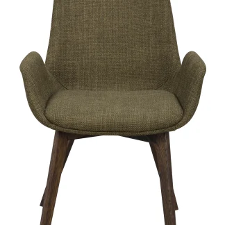 ROWICO Drimsdale lænestol, m. armlæn - grøn polyester og brun eg