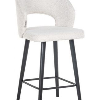 Savoy barstol i træ og bouclé H100 cm - Sort/Hvid