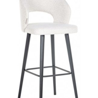Savoy barstol i træ og bouclé H113 cm - Sort/Hvid