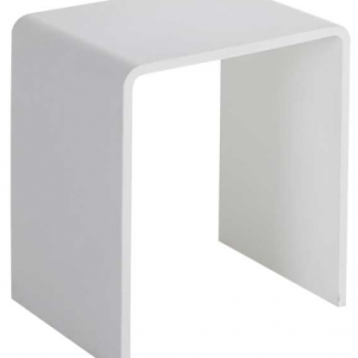Skammel til badeværelset i solid stone H43,5 cm - Mat hvid