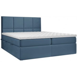 Somerdale kontinentalseng med opbevaring og sengegavl 140 x 200 cm med 7 komfortzoner - Blå