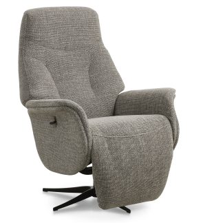 Storm recliner stol, manuel, m. armlæn, vippefunktion, fodskammel - taupe polyester stof/sort metal