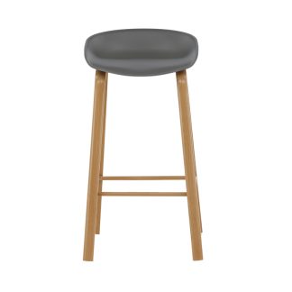 VENTURE DESIGN Decatur barstol, m. ryglæn og fodstøtte - grå polypropylen og natur stål