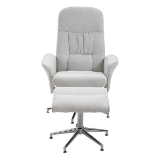 VENTURE DESIGN Rolf recliner lænestol, m. fodskammel - grå polyester og krom metal