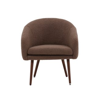 VENTURE DESIGN Wanda lænestol - brun bamsestof polyester og mørk valnød stål