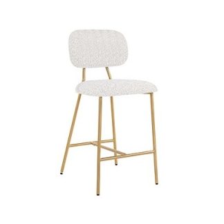 Xenia barstol i polyester H96,5 cm - Børstet guld/Hvid