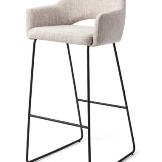 Yanai barstol i polyester H100 cm - Sort/Lysegrå