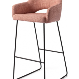 Yanai barstol i polyester H100 cm - Sort/Pink