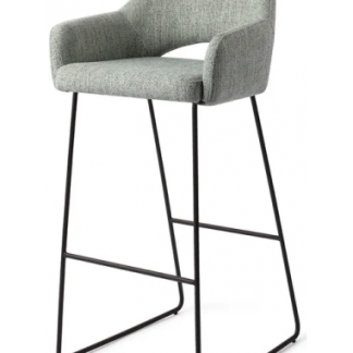 Yanai barstol i polyester H100 cm - Sort/Sagegrøn