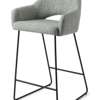 Yanai barstol i polyester H89 cm - Sort/Sagegrøn